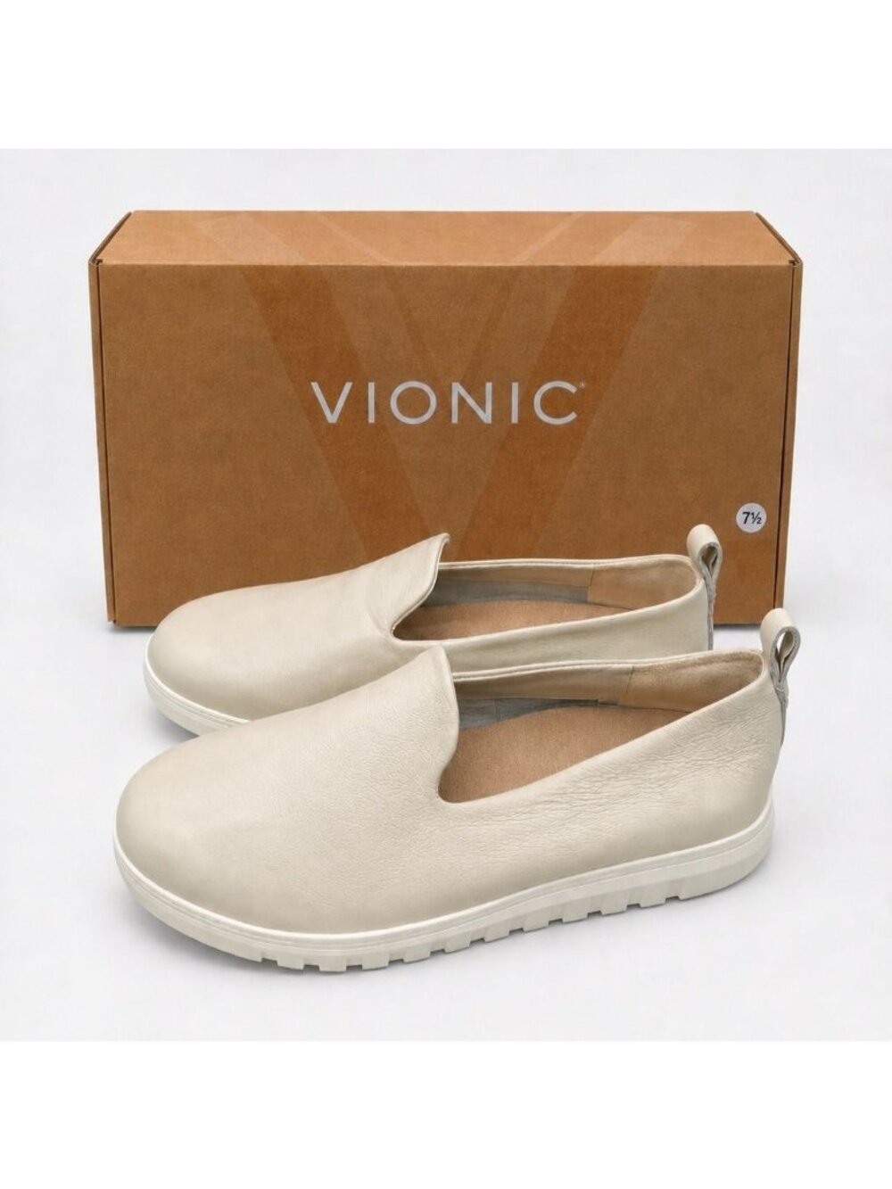 VIONIC Uptown Willa Cream Leather Slip On Sneakers Womens 6.5 M Arch Support - Picture 11 of 12